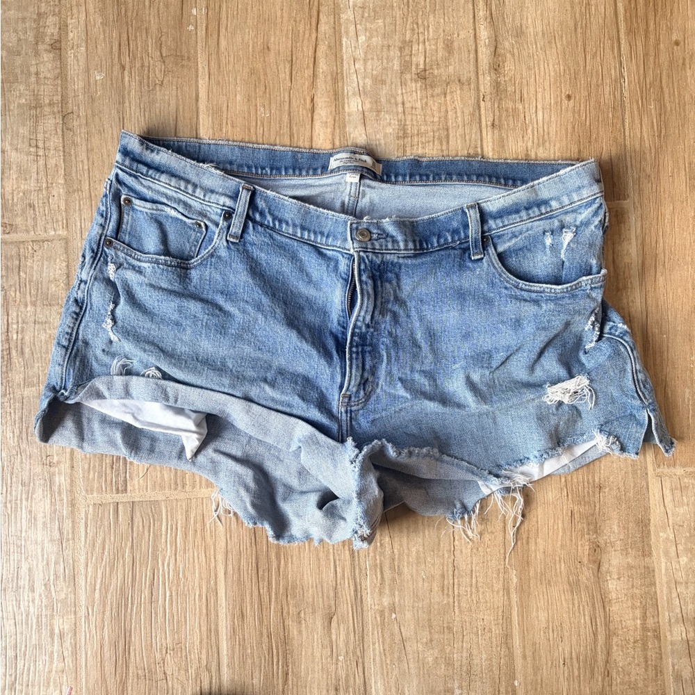Abercrombie & Fitch Light Blue Distressed Denim Cutoff Shorts